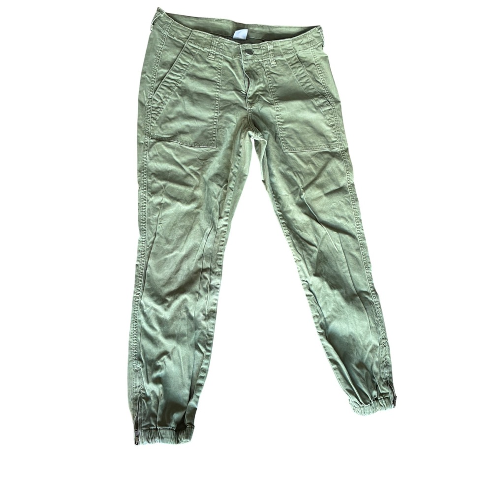 Cabi Jogger Pants Womens 4 Olive Green Utility Cargo Zip Cuff 5321